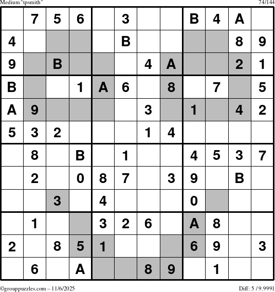 The grouppuzzles.com Medium tpsmith puzzle for Thursday November 6, 2025