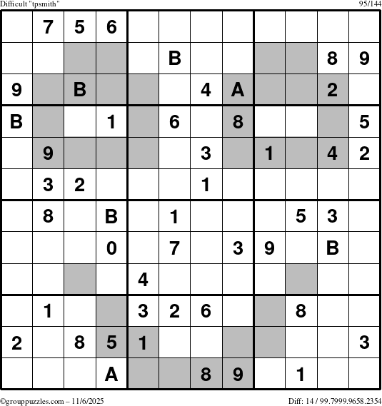 The grouppuzzles.com Difficult tpsmith puzzle for Thursday November 6, 2025