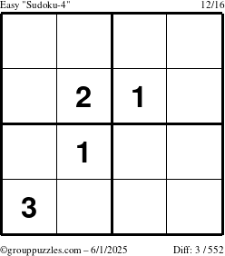The grouppuzzles.com Easy Sudoku-4 puzzle for Sunday June 1, 2025