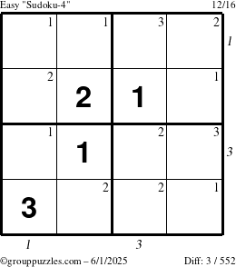 The grouppuzzles.com Easy Sudoku-4 puzzle for Sunday June 1, 2025 with all 3 steps marked