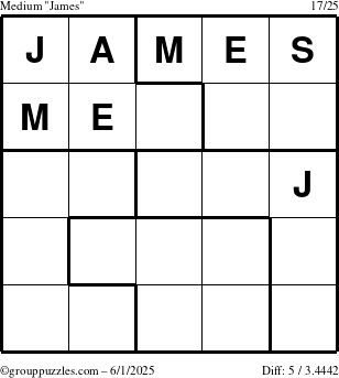 The grouppuzzles.com Medium James puzzle for Sunday June 1, 2025