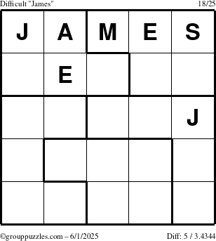 The grouppuzzles.com Difficult James puzzle for Sunday June 1, 2025
