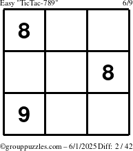 The grouppuzzles.com Easy TicTac-789 puzzle for Sunday June 1, 2025