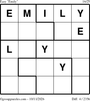 The grouppuzzles.com Easy Emily puzzle for Sunday October 11, 2026