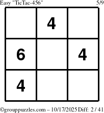 The grouppuzzles.com Easy TicTac-456 puzzle for Friday October 17, 2025