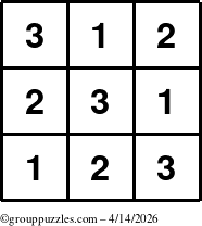 The grouppuzzles.com Answer grid for the TicTac-123 puzzle for Tuesday April 14, 2026
