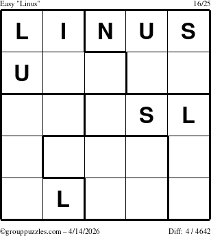 The grouppuzzles.com Easy Linus puzzle for Tuesday April 14, 2026