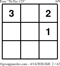 The grouppuzzles.com Easy TicTac-123 puzzle for Tuesday April 14, 2026