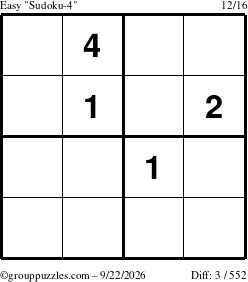 The grouppuzzles.com Easy Sudoku-4 puzzle for Tuesday September 22, 2026