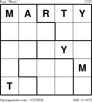 The grouppuzzles.com Easy Marty puzzle for Wednesday March 25, 2026