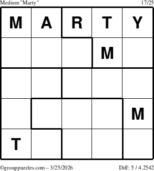 The grouppuzzles.com Medium Marty puzzle for Wednesday March 25, 2026