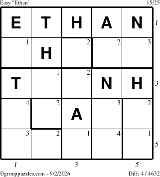 The grouppuzzles.com Easy Ethan puzzle for Wednesday September 2, 2026, suitable for printing, with all 4 steps marked