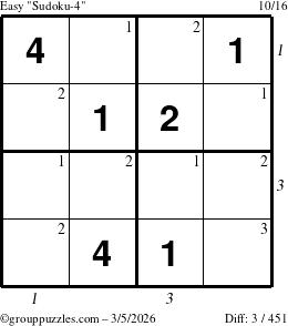 The grouppuzzles.com Easy Sudoku-4 puzzle for Thursday March 5, 2026 with all 3 steps marked