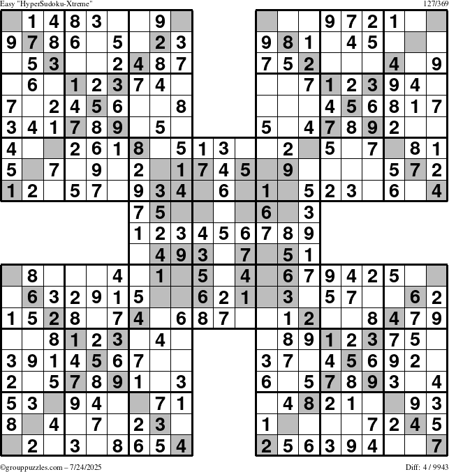 The grouppuzzles.com Easy cover-HyperXtreme puzzle for Thursday July 24, 2025