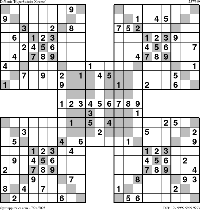 The grouppuzzles.com Difficult cover-HyperXtreme puzzle for Thursday July 24, 2025
