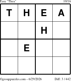 The grouppuzzles.com Easy Thea puzzle for Monday June 29, 2026