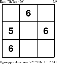 The grouppuzzles.com Easy TicTac-456 puzzle for Monday June 29, 2026