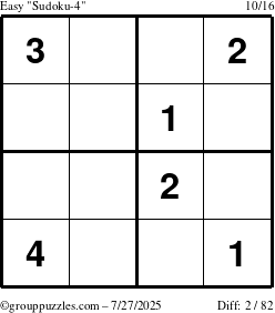 The grouppuzzles.com Easy Sudoku-4 puzzle for Sunday July 27, 2025