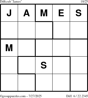 The grouppuzzles.com Difficult James puzzle for Sunday July 27, 2025