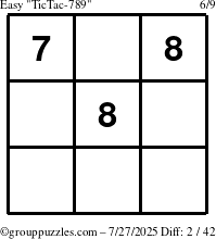 The grouppuzzles.com Easy TicTac-789 puzzle for Sunday July 27, 2025