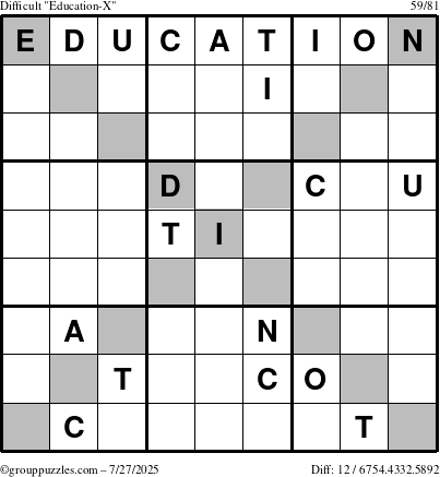 The grouppuzzles.com Difficult Education-X puzzle for Sunday July 27, 2025