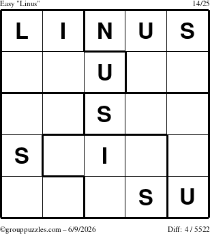 The grouppuzzles.com Easy Linus puzzle for Tuesday June 9, 2026