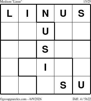 The grouppuzzles.com Medium Linus puzzle for Tuesday June 9, 2026