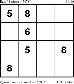 The grouppuzzles.com Easy Sudoku-4-5678 puzzle for Friday December 12, 2025