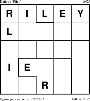 The grouppuzzles.com Difficult Riley puzzle for Friday December 12, 2025