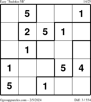 The grouppuzzles.com Easy Sudoku-5B puzzle for Monday February 5, 2024