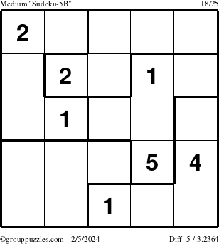 The grouppuzzles.com Medium Sudoku-5B puzzle for Monday February 5, 2024