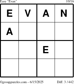 The grouppuzzles.com Easy Evan puzzle for Sunday June 15, 2025