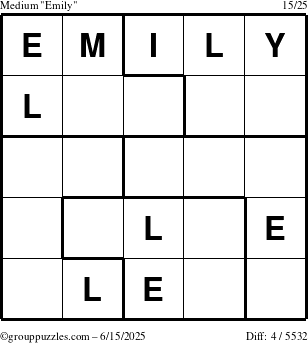 The grouppuzzles.com Medium Emily puzzle for Sunday June 15, 2025