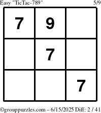 The grouppuzzles.com Easy TicTac-789 puzzle for Sunday June 15, 2025