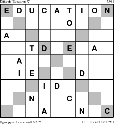The grouppuzzles.com Difficult Education-X puzzle for Sunday June 15, 2025