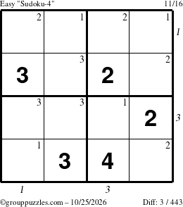 The grouppuzzles.com Easy Sudoku-4 puzzle for Sunday October 25, 2026 with all 3 steps marked