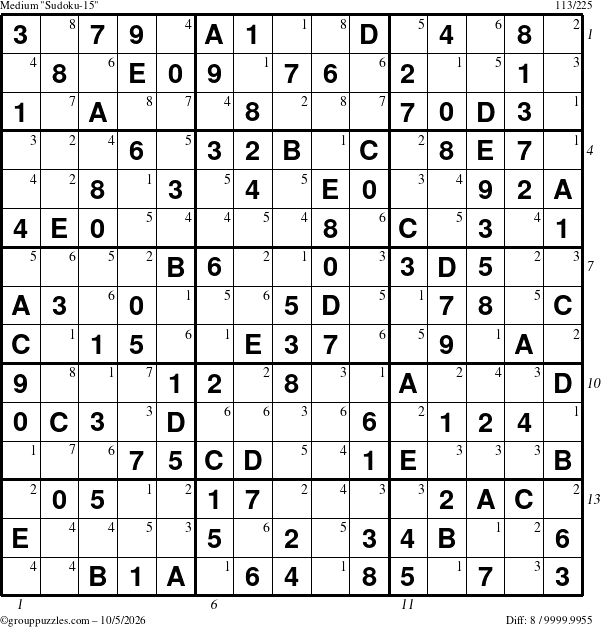 The grouppuzzles.com Medium Sudoku-15 puzzle for Monday October 5, 2026 with all 8 steps marked