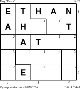 The grouppuzzles.com Easy Ethan puzzle for Wednesday October 28, 2026, suitable for printing, with all 4 steps marked