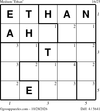 The grouppuzzles.com Medium Ethan puzzle for Wednesday October 28, 2026 with all 4 steps marked