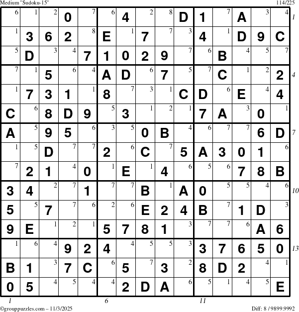 The grouppuzzles.com Medium Sudoku-15 puzzle for Monday November 3, 2025 with all 8 steps marked