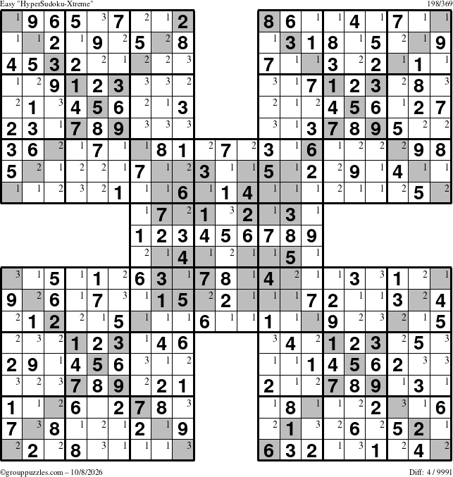 The grouppuzzles.com Easy cover-HyperXtreme puzzle for Thursday October 8, 2026 with the first 3 steps marked