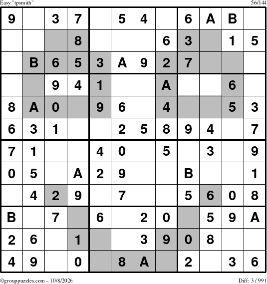 The grouppuzzles.com Easy tpsmith puzzle for Thursday October 8, 2026