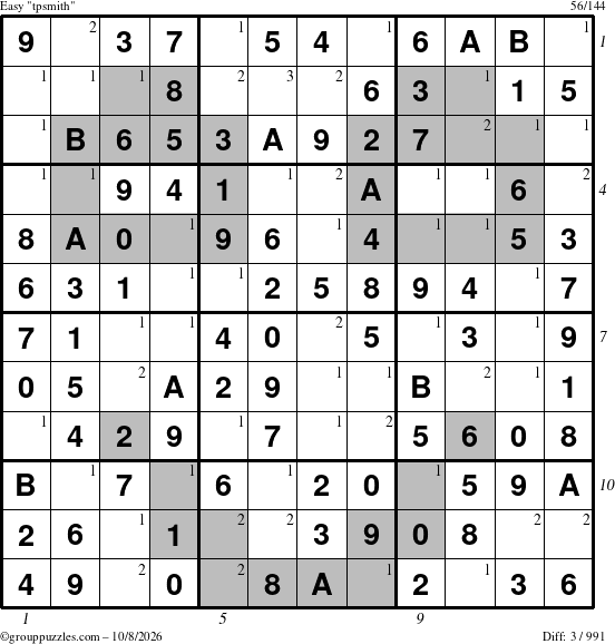 The grouppuzzles.com Easy tpsmith puzzle for Thursday October 8, 2026, suitable for printing, with all 3 steps marked
