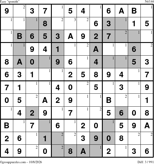 The grouppuzzles.com Easy tpsmith puzzle for Thursday October 8, 2026 with the first 3 steps marked