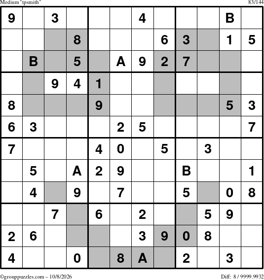 The grouppuzzles.com Medium tpsmith puzzle for Thursday October 8, 2026