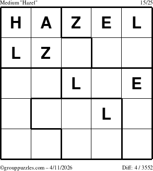 The grouppuzzles.com Medium Hazel puzzle for Saturday April 11, 2026