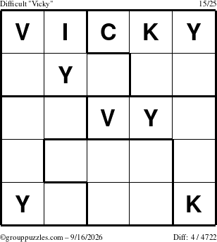 The grouppuzzles.com Difficult Vicky puzzle for Wednesday September 16, 2026
