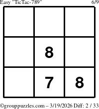 The grouppuzzles.com Easy TicTac-789 puzzle for Thursday March 19, 2026