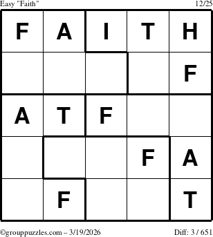 The grouppuzzles.com Easy Faith puzzle for Thursday March 19, 2026