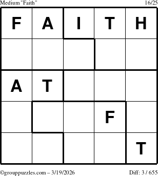 The grouppuzzles.com Medium Faith puzzle for Thursday March 19, 2026